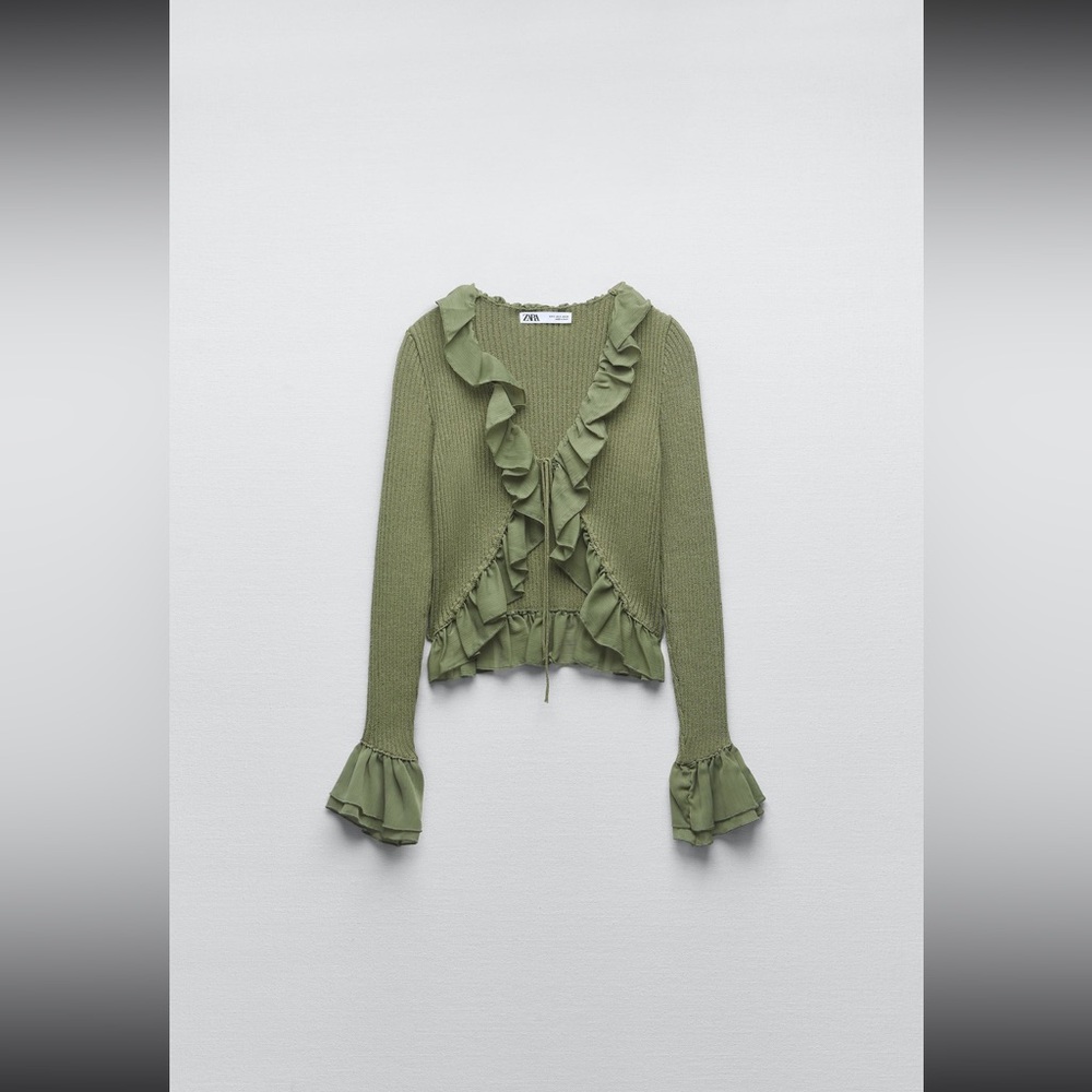 Zara ruffle knit cardigan
